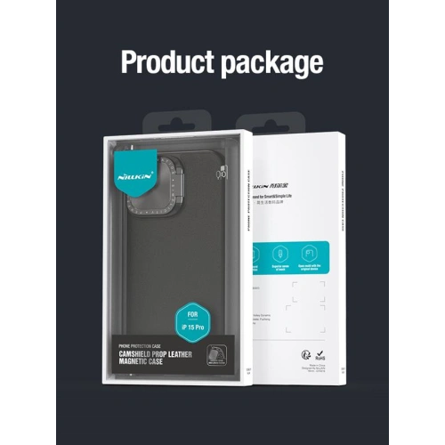 Kup Etui Nillkin CamShield Prop Leather Magnetic Apple iPhone 15 Pro czarny/black - NLK1458 - {ean13} - Sklep Home Screen