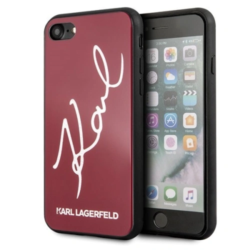 Kup Karl Lagerfeld Apple KLHCI8DLKSRE iPhone SE 2022/SE 2020/8/7 rot/rot Hartschalenetui Signature Glitter - KLD070RED - {ean13} - Sklep Home Screen