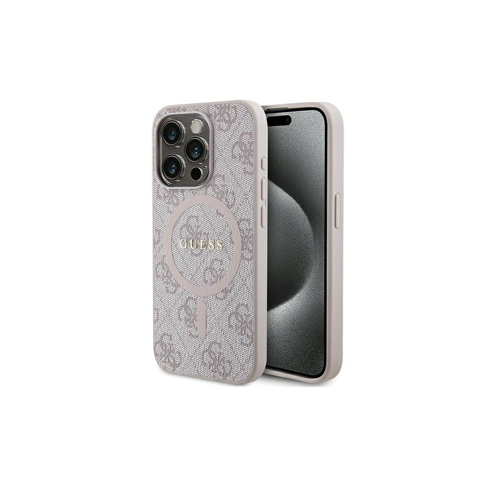 Etui Guess GUHMP15LG4GFRP Apple iPhone 15 Pro hardcase 4G Collection Leather Metal Logo MagSafe różowy/pink