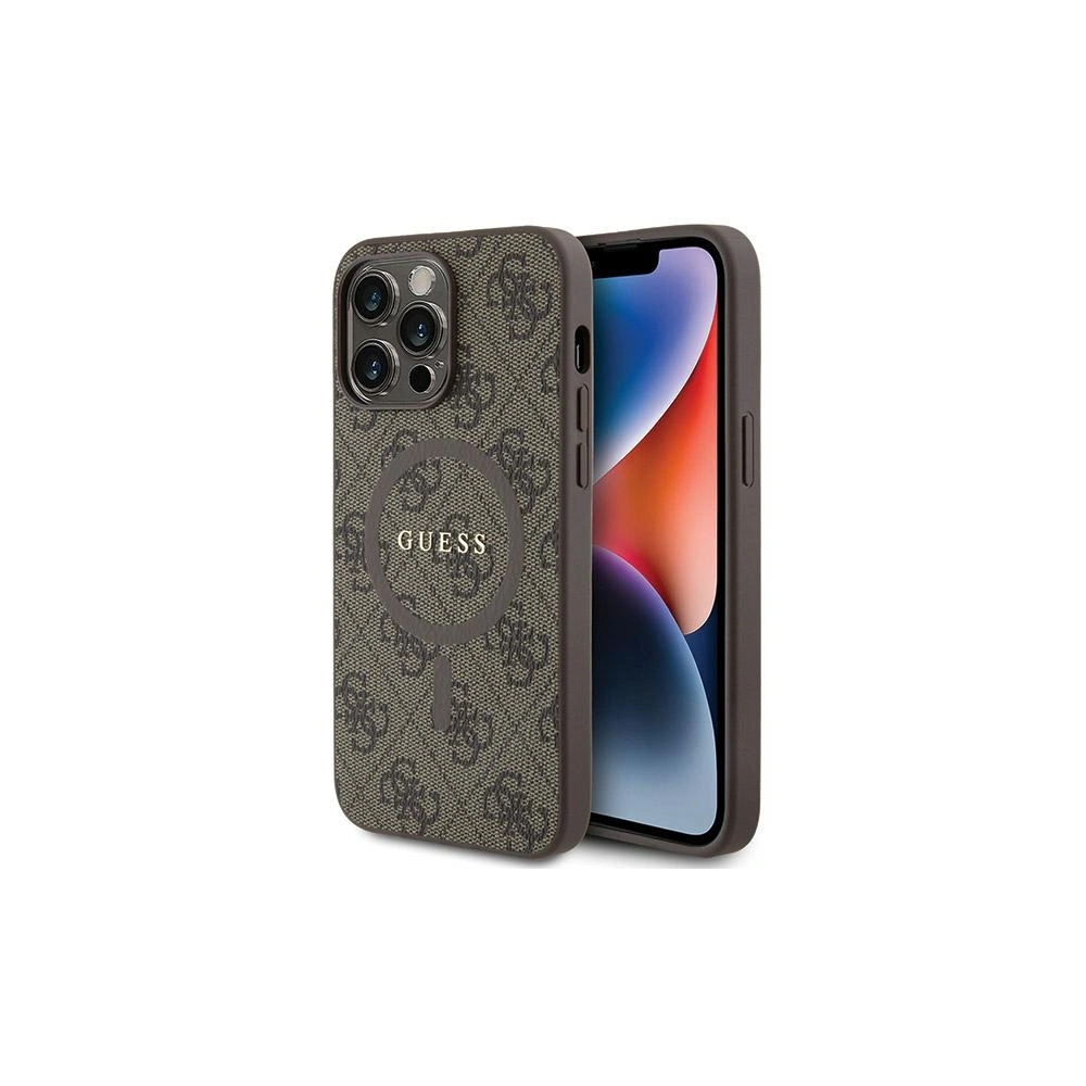 Etui Guess GUHMP15LG4GFRW Apple iPhone 15 Pro hardcase 4G Collection Leather Metal Logo MagSafe brązowy/brown