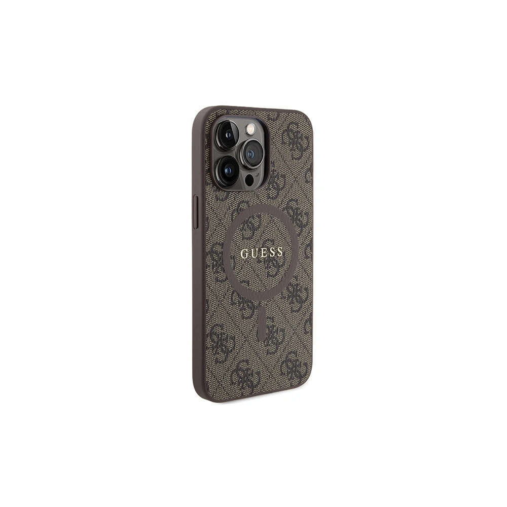 Etui Guess GUHMP15LG4GFRW Apple iPhone 15 Pro hardcase 4G Collection Leather Metal Logo MagSafe brązowy/brown