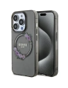 Etui Guess GUHMP15LHFWFCK Apple iPhone 15 Pro hardcase IML Flowers Wreatch MagSafe černý/black