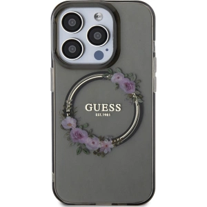 Etui Guess GUHMP15LHFWFCK Apple iPhone 15 Pro hardcase IML Flowers Wreatch MagSafe czarny/black