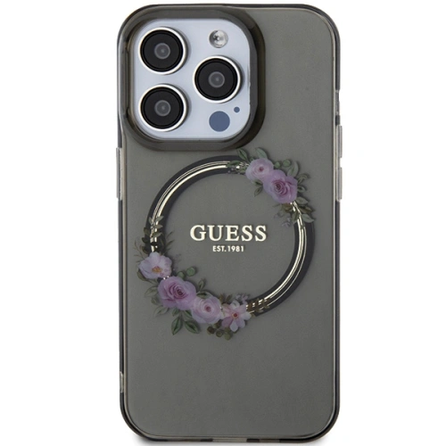 Kup Case Guess GUHMP15LHFWFCK Apple iPhone 15 Pro Hardcase IML Flowers Wreatch MagSafe schwarz/black - GUE3232 - {ean13} - Sklep Home Screen