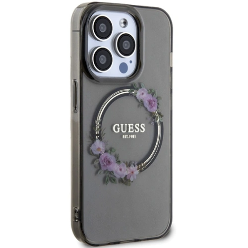 Kup Case Guess GUHMP15LHFWFCK Apple iPhone 15 Pro Hardcase IML Flowers Wreatch MagSafe schwarz/black - GUE3232 - {ean13} - Sklep Home Screen