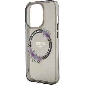 Etui Guess GUHMP15LHFWFCK Apple iPhone 15 Pro hardcase IML Flowers Wreatch MagSafe czarny/black