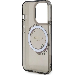 Etui Guess GUHMP15LHFWFCK Apple iPhone 15 Pro hardcase IML Flowers Wreatch MagSafe czarny/black
