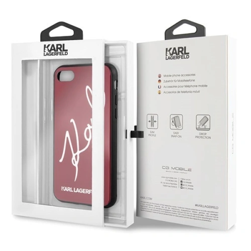 Kup Karl Lagerfeld Apple KLHCI8DLKSRE iPhone SE 2022/SE 2020/8/7 rot/rot Hartschalenetui Signature Glitter - KLD070RED - {ean13} - Sklep Home Screen