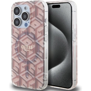 Etui Guess GUHMP15LHGCUSTGP Apple iPhone 15 Pro hardcase IML GCube MagSafe růžový/pink