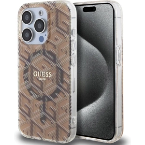 Etui Guess GUHMP15LHGCUSTGW Apple iPhone 15 Pro hardcase IML GCube MagSafe hnědý/brown