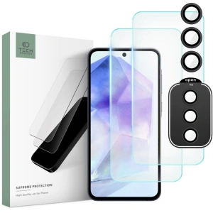 Kup Sticlă securizată + pentru lentilele aparatului Tech-Protect Supreme Set Samsung Galaxy A55 5G Clear [2+1 PACK] - THP2611 - {ean13} - Sklep Home Screen