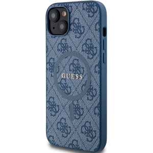 Etui Guess GUHMP15SG4GFRB Apple iPhone 15 / 14 hardcase 4G Collection Leather Metal Logo MagSafe niebieski/blue