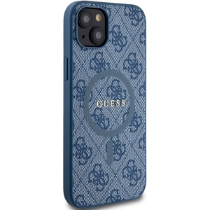Etui Guess GUHMP15SG4GFRB Apple iPhone 15 / 14 hardcase 4G Collection Leather Metal Logo MagSafe niebieski/blue