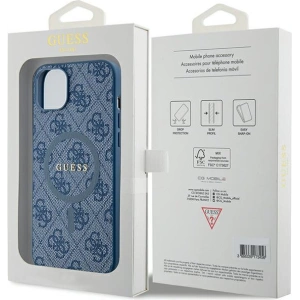 Etui Guess GUHMP15SG4GFRB Apple iPhone 15 / 14 hardcase 4G Collection Leather Metal Logo MagSafe niebieski/blue
