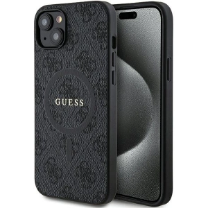 Case Guess GUHMP15SG4GFRK Apple iPhone 15 / 14 Hardcase 4G Collection Leder Metall Logo MagSafe schwarz/black