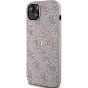 Etui Guess GUHMP15SG4GFRP Apple iPhone 15 / 14 hardcase 4G Collection Leather Metal Logo MagSafe różowy/pink