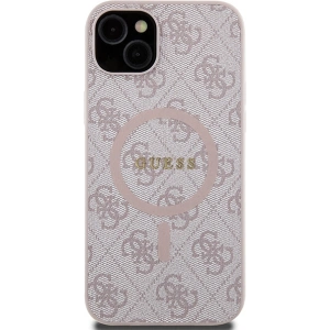 Etui Guess GUHMP15SG4GFRP Apple iPhone 15 / 14 hardcase 4G Collection Leather Metal Logo MagSafe różowy/pink