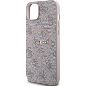 Etui Guess GUHMP15SG4GFRP Apple iPhone 15 / 14 hardcase 4G Collection Leather Metal Logo MagSafe różowy/pink