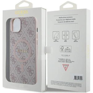 Etui Guess GUHMP15SG4GFRP Apple iPhone 15 / 14 hardcase 4G Collection Leather Metal Logo MagSafe różowy/pink