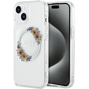 Kup Etui Guess GUHMP15SHFWFCT Apple iPhone 15 / 14 keménytok IML Virágkoszorú MagSafe átlátszó - GUE3248 - {ean13} - Sklep Home Screen