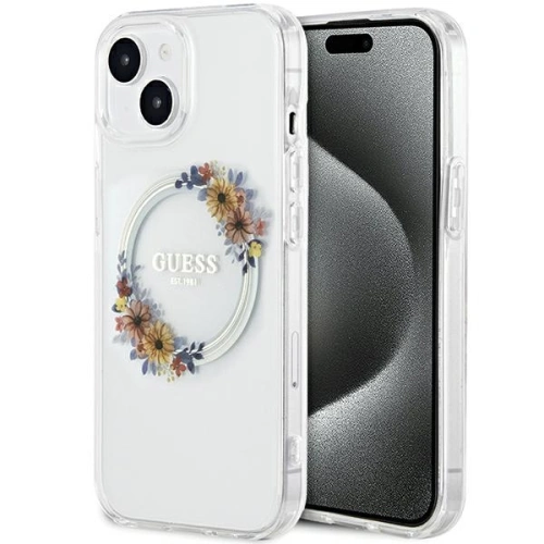 Kup Etui Guess GUHMP15SHFWFCT Apple iPhone 15 / 14 hardcase IML Flori Wreatch MagSafe transparent - GUE3248 - {ean13} - Sklep Home Screen