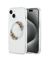 Case Guess GUHMP15SHFWFCT Apple iPhone 15 / 14 Hardcase IML Blumen Kranz MagSafe transparent
