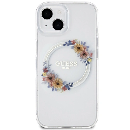 Kup Case Guess GUHMP15SHFWFCT Apple iPhone 15 / 14 Hardcase IML Blumen Kranz MagSafe transparent - GUE3248 - {ean13} - Sklep Home Screen