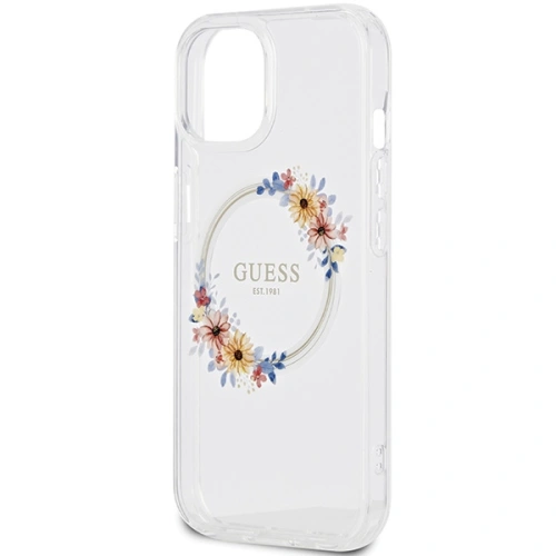 Kup Case Guess GUHMP15SHFWFCT Apple iPhone 15 / 14 Hardcase IML Blumen Kranz MagSafe transparent - GUE3248 - {ean13} - Sklep Home Screen