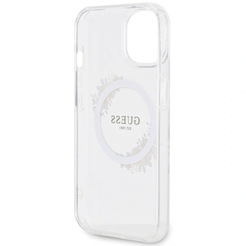 Kup Case Guess GUHMP15SHFWFCT Apple iPhone 15 / 14 Hardcase IML Blumen Kranz MagSafe transparent - GUE3248 - {ean13} - Sklep Home Screen