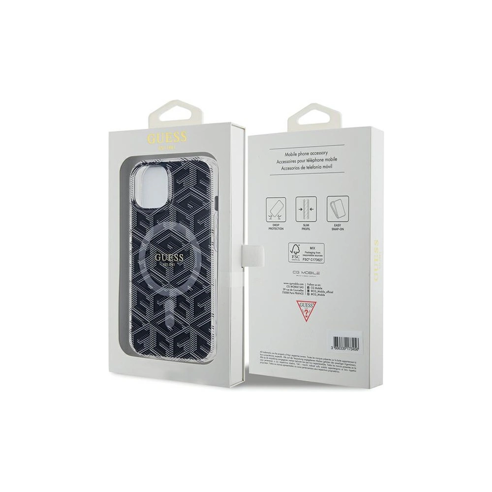 Etui Guess GUHMP15SHGCUSTGK Apple iPhone 15 / 14 hardcase IML GCube MagSafe czarny/black