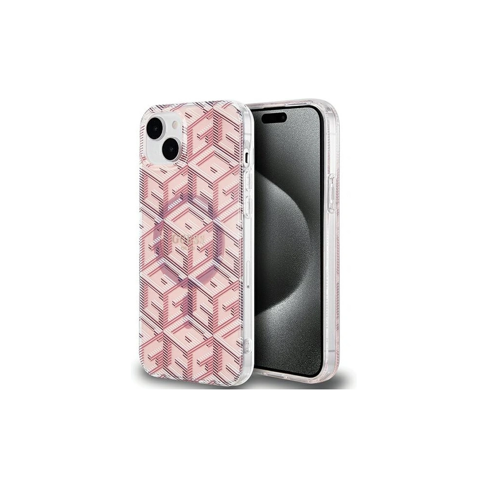 Etui Guess GUHMP15SHGCUSTGP Apple iPhone 15 / 14 hardcase IML GCube MagSafe różowy/pink