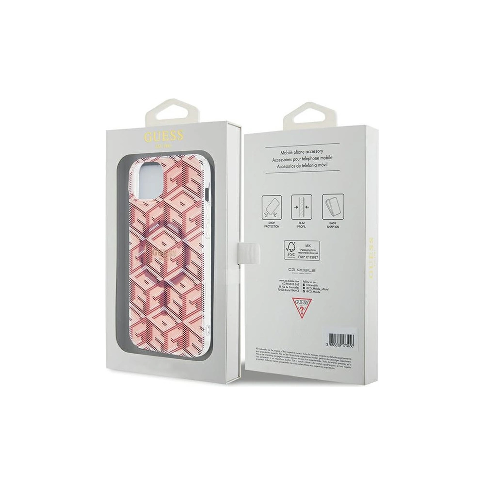 Etui Guess GUHMP15SHGCUSTGP Apple iPhone 15 / 14 hardcase IML GCube MagSafe różowy/pink