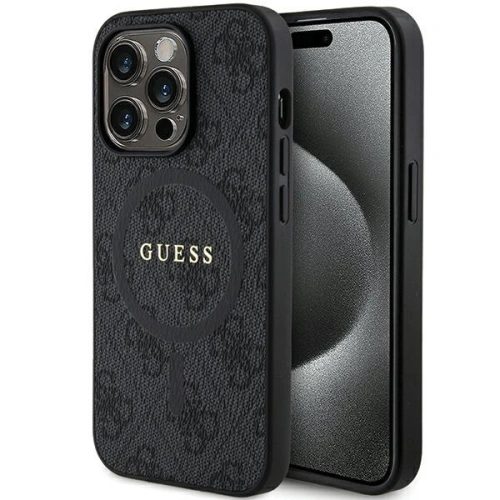 Kup Etui Guess GUHMP15XG4GFRK Apple iPhone 15 Pro Max kemény tok 4G Collection Bőr Fém Logó MagSafe fekete/black - GUE3253 - {ean13} - Sklep Home Screen