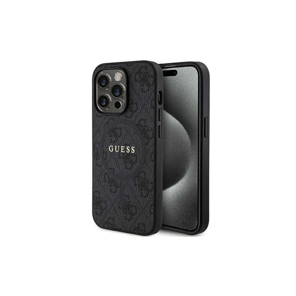 Etui Guess GUHMP15XG4GFRK Apple iPhone 15 Pro Max hardcase 4G Collection Leather Metal Logo MagSafe czarny/black