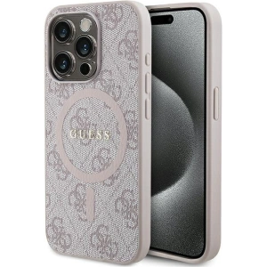 Buy Guess GUHMP15XG4GFRP Apple iPhone 15 Pro Max hardcase 4G Collection Leather Metal Logo MagSafe pink - GUE3254 - {ean13} - Home Screen Store Europe