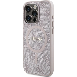 Buy Guess GUHMP15XG4GFRP Apple iPhone 15 Pro Max hardcase 4G Collection Leather Metal Logo MagSafe pink - GUE3254 - {ean13} - Home Screen Store Europe