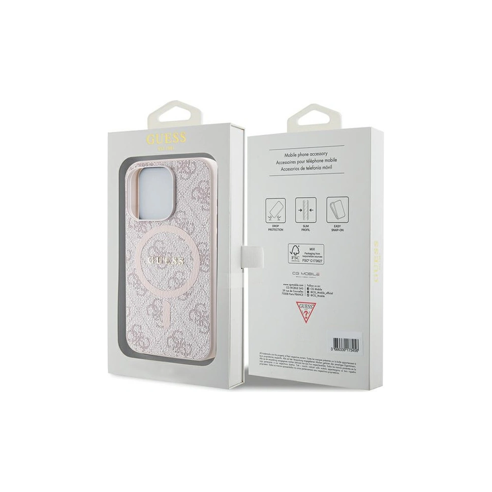 Etui Guess GUHMP15XG4GFRP Apple iPhone 15 Pro Max hardcase 4G Collection Leather Metal Logo MagSafe różowy/pink