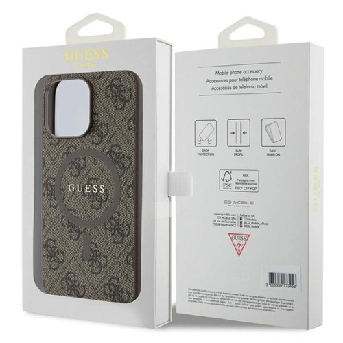 Buy Guess GUHMP15XG4GFRW Apple iPhone 15 Pro Max hardcase 4G Collection Leather Metal Logo MagSafe brown - GUE3255 - {ean13} - Home Screen Store Europe