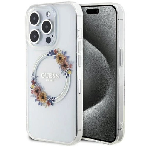 Kup Etui Guess GUHMP15XHFWFCT Apple iPhone 15 Pro Max hardcase IML Virágkoszorú MagSafe átlátszó - GUE3256 - {ean13} - Sklep Home Screen