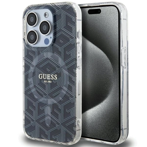 Buy Guess GUHMP15XHGCUSTGK Apple iPhone 15 Pro Max hardcase IML GCube MagSafe black - GUE3257 - {ean13} - Home Screen Store Europe