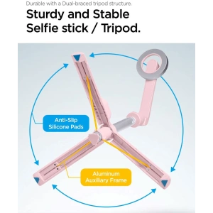 Kijek Spigen S570W MagSafe Bluetooth Selfie Stick Tripod Misty Rose