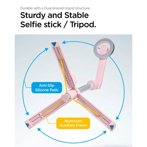 Kup Kijek Spigen S570W MagSafe Bluetooth Selfie Stick Tripod Misty Rose - SPN3343 - {ean13} - Sklep Home Screen