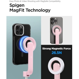 Kijek Spigen S570W MagSafe Bluetooth Selfie Stick Tripod Misty Rose