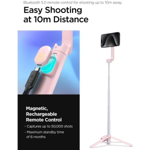 Kijek Spigen S570W MagSafe Bluetooth Selfie Stick Tripod Misty Rose
