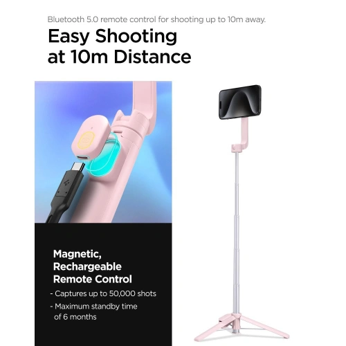 Kup Kijek Spigen S570W MagSafe Bluetooth Selfie Stick Tripod Misty Rose - SPN3343 - {ean13} - Sklep Home Screen
