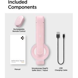Kijek Spigen S570W MagSafe Bluetooth Selfie Stick Tripod Misty Rose