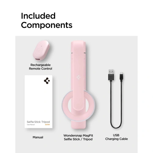 Kup Kijek Spigen S570W MagSafe Bluetooth Selfie Stick Tripod Misty Rose - SPN3343 - {ean13} - Sklep Home Screen