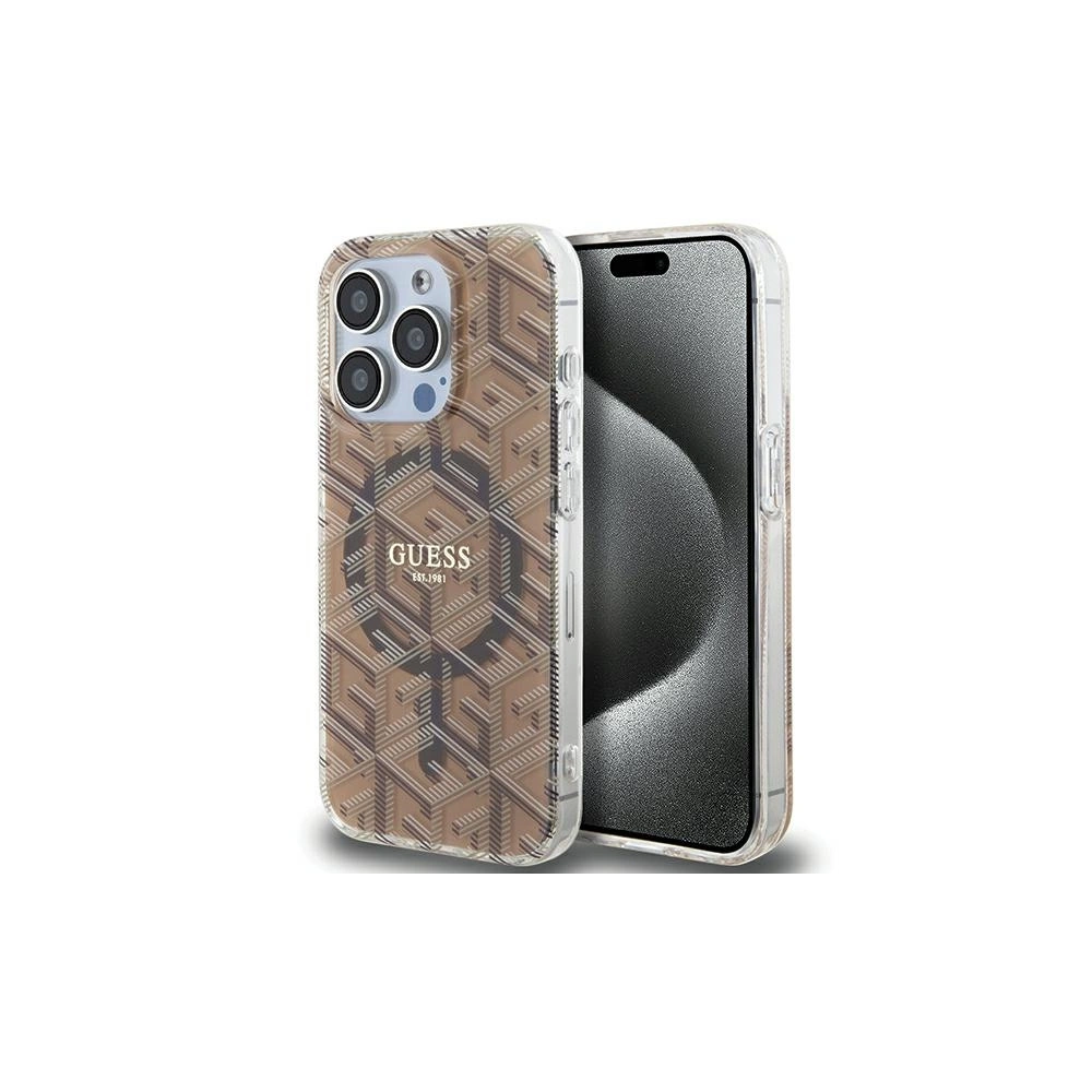 Etui Guess GUHMP15XHGCUSTGW Apple iPhone 15 Pro Max hardcase IML GCube MagSafe brązowy/brown