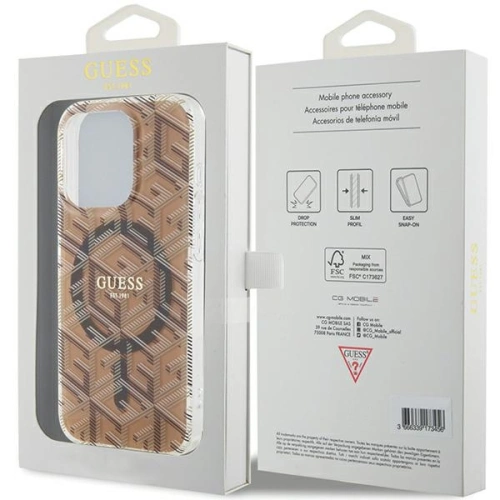 Buy Guess GUHMP15XHGCUSTGW Apple iPhone 15 Pro Max hardcase IML GCube MagSafe brown - GUE3259 - {ean13} - Home Screen Store Europe
