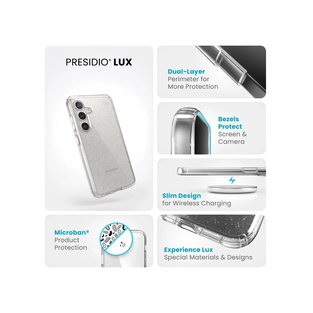 Etui Speck Presidio Lux Glitter Samsung Galaxy S24 clear/gold glitter